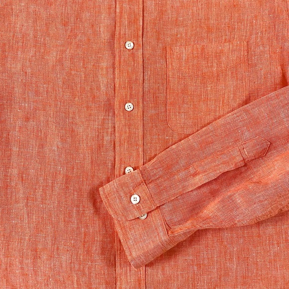BROOKS BROTHERS 346 MEN’S 100% LINEN SHIRT ORANGE SIZE LARGE - Picture 13 of 15